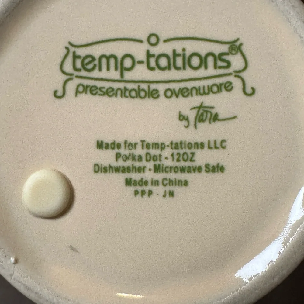 Temp-Tations Cream Polka Dot 12oz Mug Bundle 4 Cups With Lids